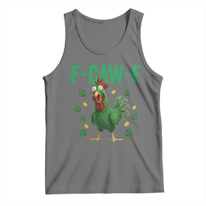 Funny St Patrick Day Tank Top F-Caw-F Lucky Chicken Meme TS14 Black Heather Print Your Wear