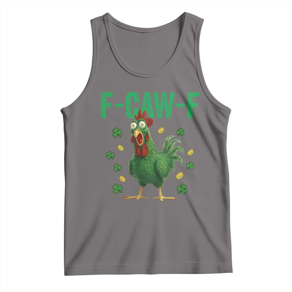 Funny St Patrick Day Tank Top F-Caw-F Lucky Chicken Meme TS14 Deep Heather Print Your Wear