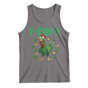Funny St Patrick Day Tank Top F-Caw-F Lucky Chicken Meme TS14 Deep Heather Print Your Wear