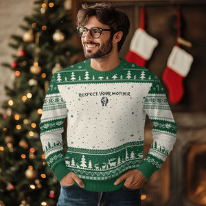 Respect Your Mother Ugly Christmas Sweater Funny Sarcastic Earth Day TS14 Beige Green Print Your Wear