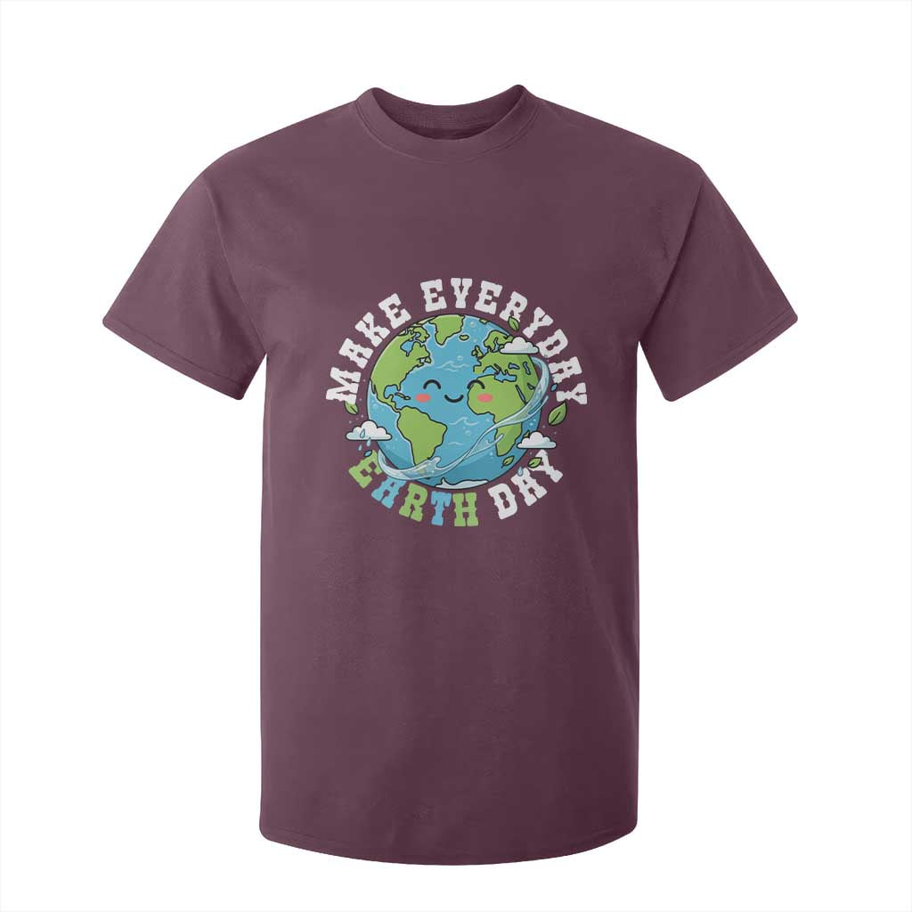 Funny Make Earth Day Every Day T Shirt For Kid Cute Environmental Awareness Earth Day TS14 Maroon Print Your Wear