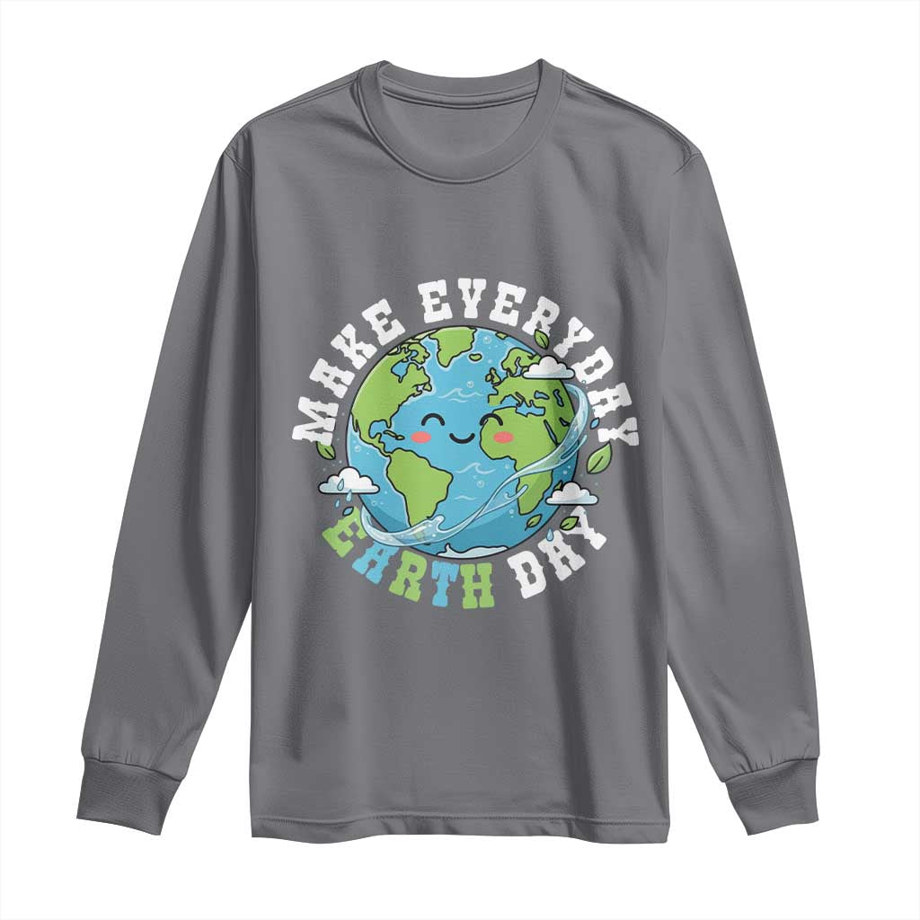 Funny Make Earth Day Every Day Long Sleeve Shirt Cute Environmental Awareness Earth Day TS14 Charcoal Print Your Wear