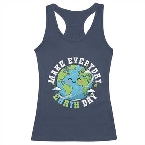 Funny Make Earth Day Every Day Racerback Tank Top Cute Environmental Awareness Earth Day TS14 Navy Print Your Wear