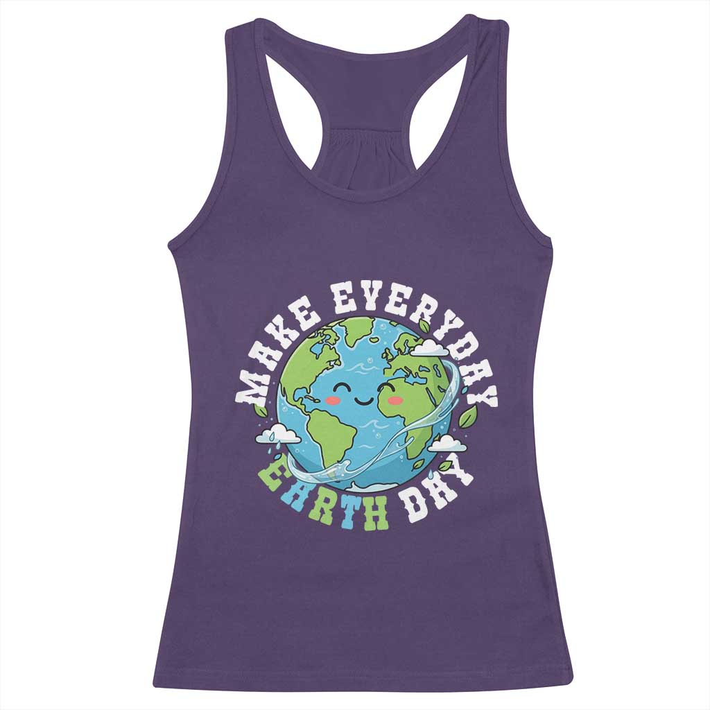 Funny Make Earth Day Every Day Racerback Tank Top Cute Environmental Awareness Earth Day TS14 Purple Print Your Wear