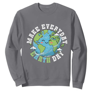 Funny Make Earth Day Every Day Sweatshirt Cute Environmental Awareness Earth Day TS14 Charcoal Print Your Wear