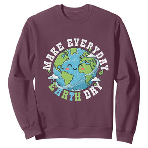 Funny Make Earth Day Every Day Sweatshirt Cute Environmental Awareness Earth Day TS14 Maroon Print Your Wear