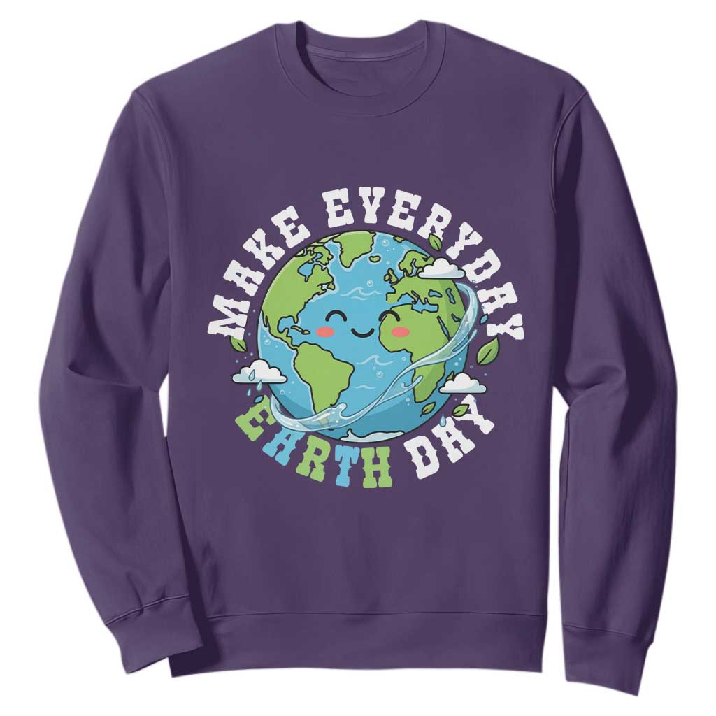 Funny Make Earth Day Every Day Sweatshirt Cute Environmental Awareness Earth Day TS14 Purple Print Your Wear