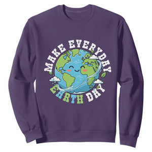 Funny Make Earth Day Every Day Sweatshirt Cute Environmental Awareness Earth Day TS14 Purple Print Your Wear
