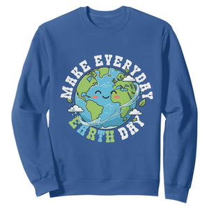 Funny Make Earth Day Every Day Sweatshirt Cute Environmental Awareness Earth Day TS14 Royal Blue Print Your Wear