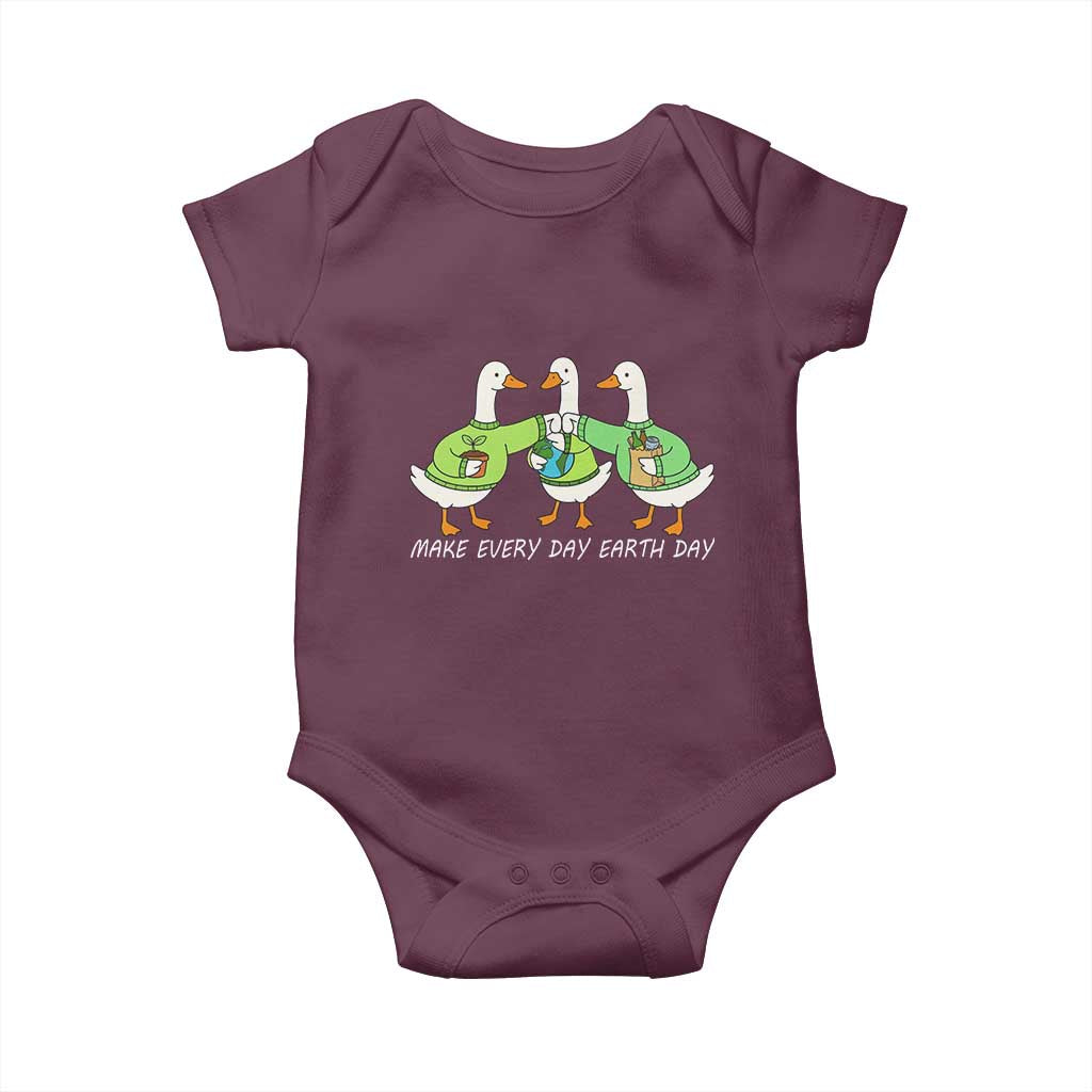 Funny Earth Day Baby Onesie Silly Goose Make Earth Day Every Day TS14 Maroon Print Your Wear