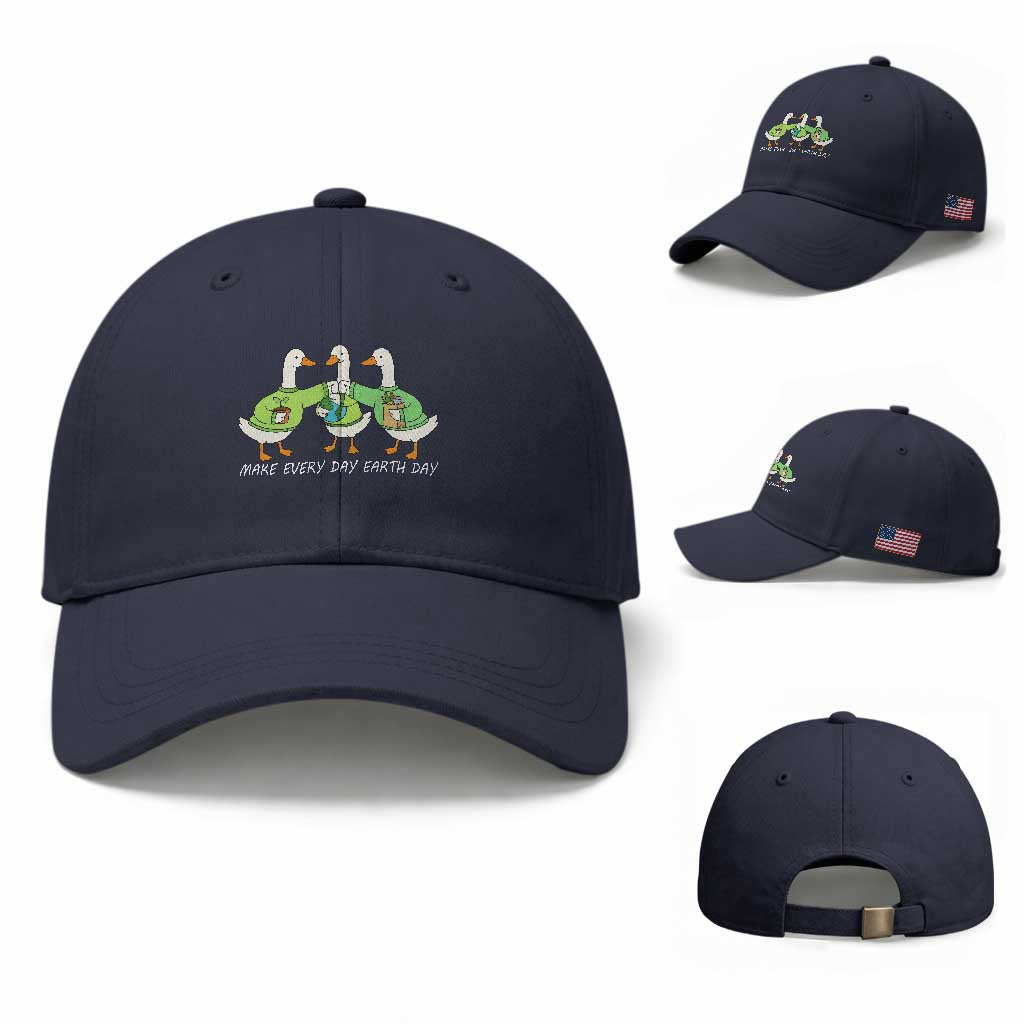 Funny Earth Day Baseball Cap Silly Goose Make Earth Day Every Day TS14 Baseball Cap Universal Fit Navy Print Your Wear