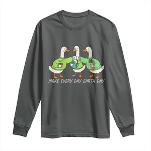 Funny Earth Day Long Sleeve Shirt Silly Goose Make Earth Day Every Day TS14 Dark Heather Print Your Wear