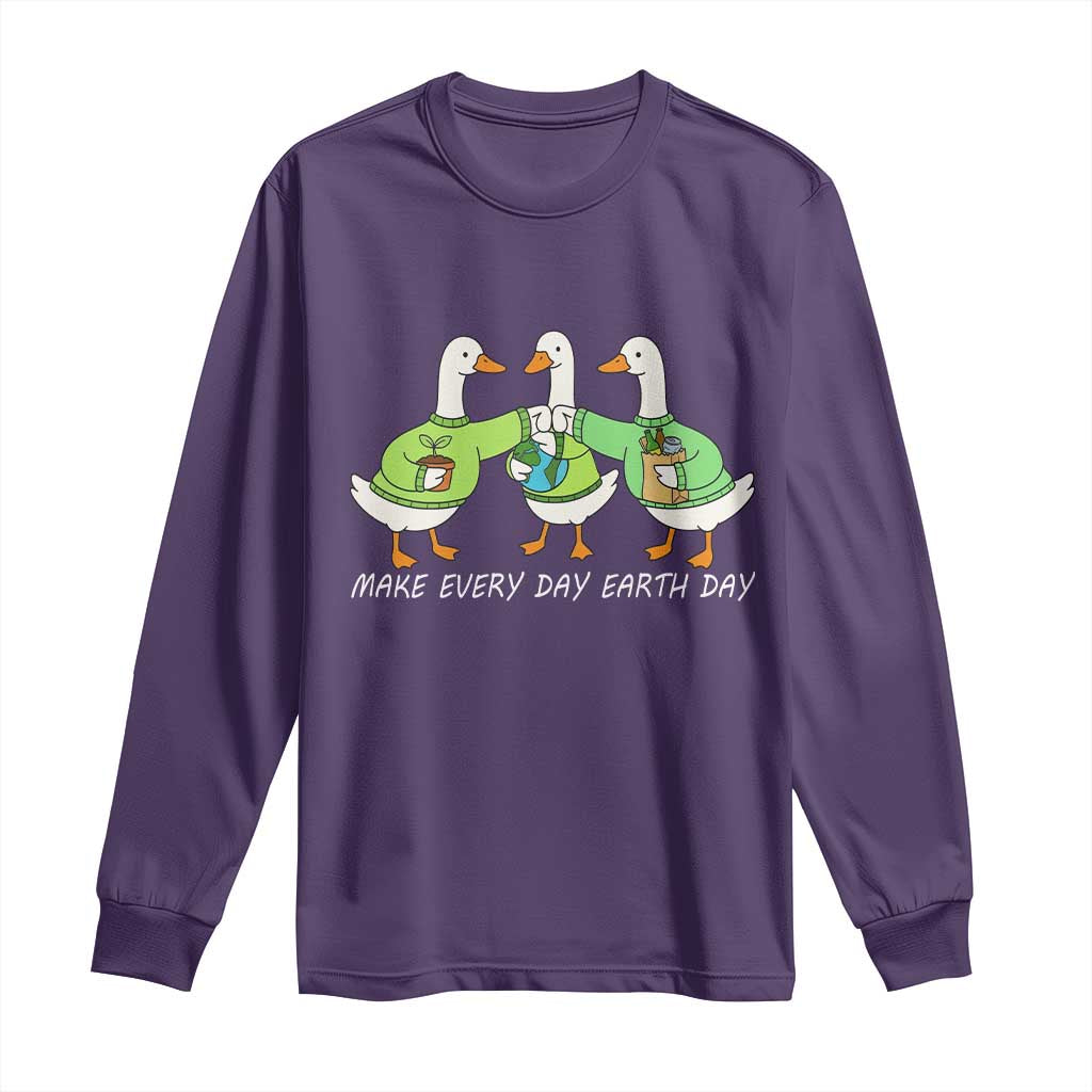 Funny Earth Day Long Sleeve Shirt Silly Goose Make Earth Day Every Day TS14 Purple Print Your Wear