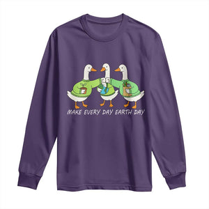 Funny Earth Day Long Sleeve Shirt Silly Goose Make Earth Day Every Day TS14 Purple Print Your Wear
