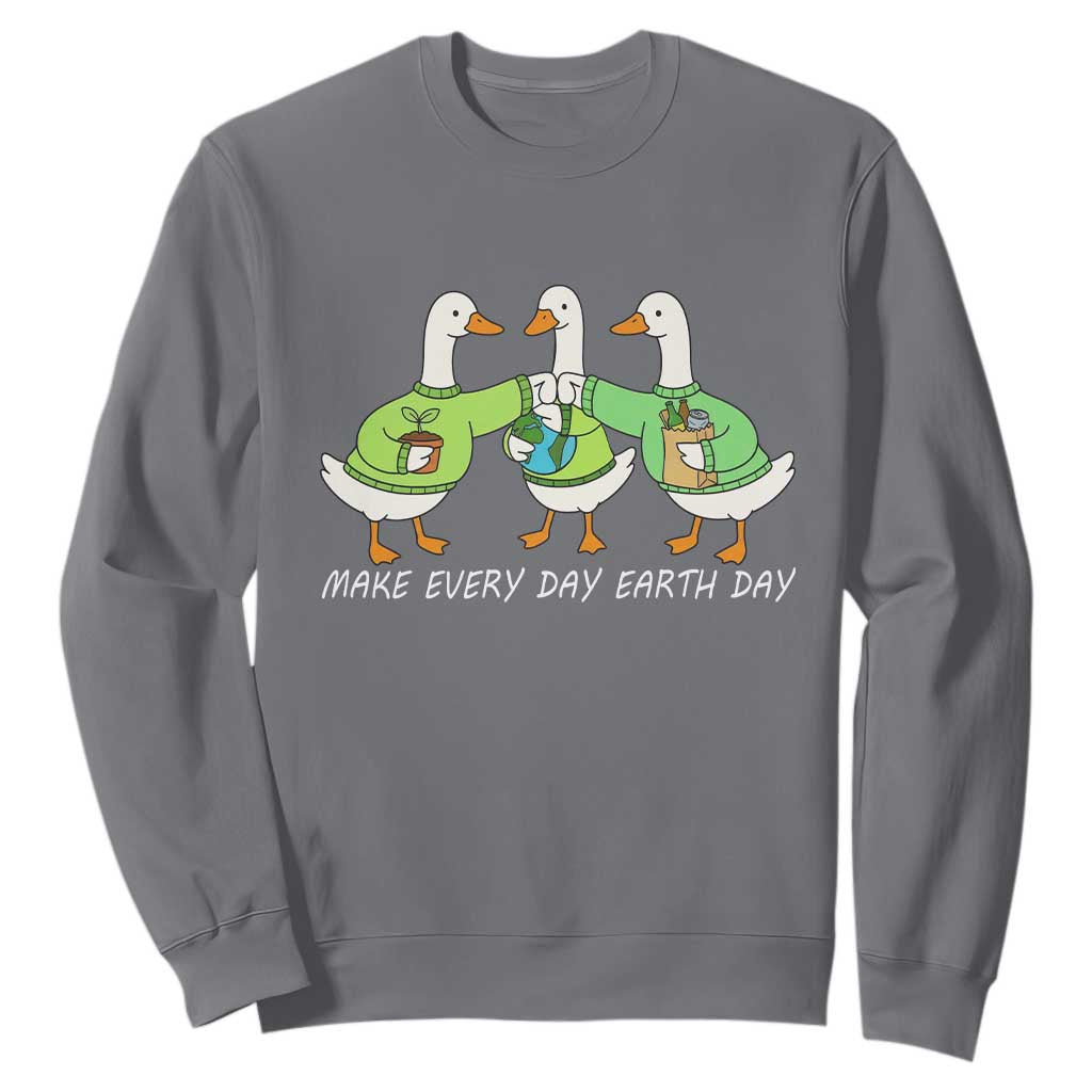 Funny Earth Day Sweatshirt Silly Goose Make Earth Day Every Day TS14 Charcoal Print Your Wear