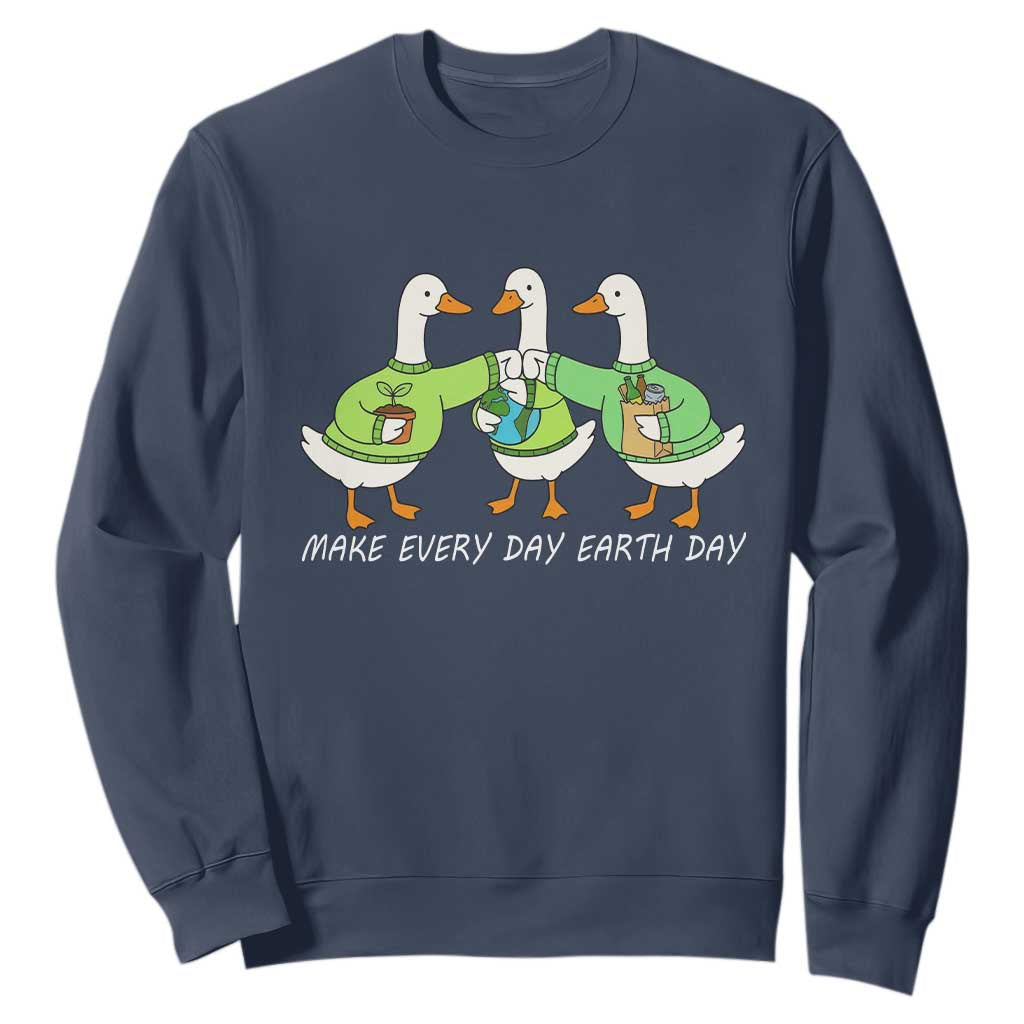 Funny Earth Day Sweatshirt Silly Goose Make Earth Day Every Day TS14 Navy Print Your Wear
