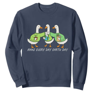 Funny Earth Day Sweatshirt Silly Goose Make Earth Day Every Day TS14 Navy Print Your Wear