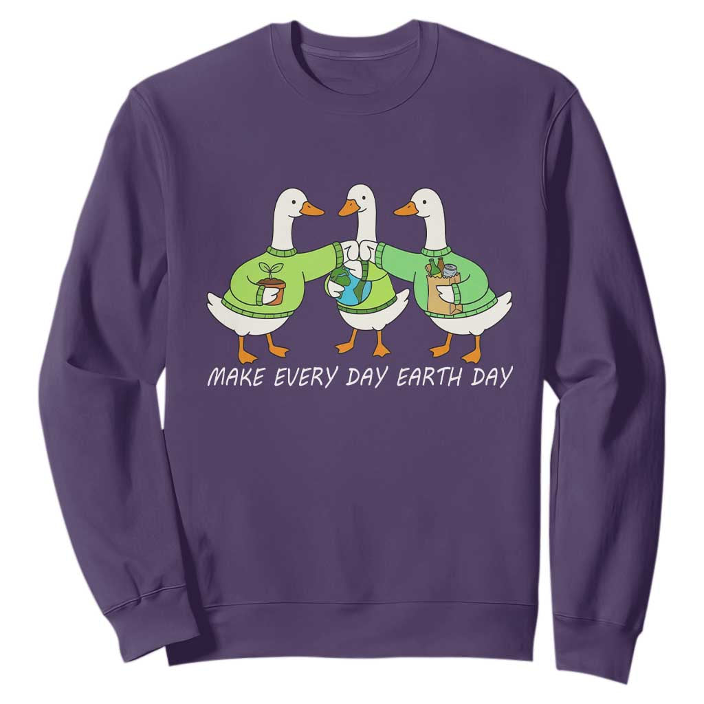 Funny Earth Day Sweatshirt Silly Goose Make Earth Day Every Day TS14 Purple Print Your Wear