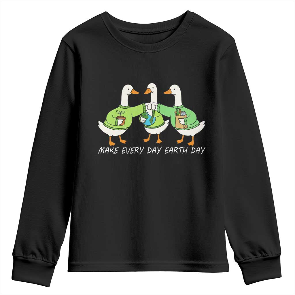Funny Earth Day Youth Sweatshirt Silly Goose Make Earth Day Every Day TS14 Black Print Your Wear