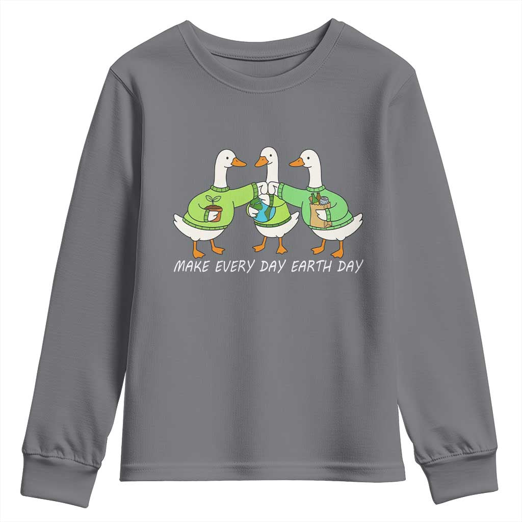 Funny Earth Day Youth Sweatshirt Silly Goose Make Earth Day Every Day TS14 Charcoal Print Your Wear
