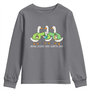 Funny Earth Day Youth Sweatshirt Silly Goose Make Earth Day Every Day TS14 Charcoal Print Your Wear