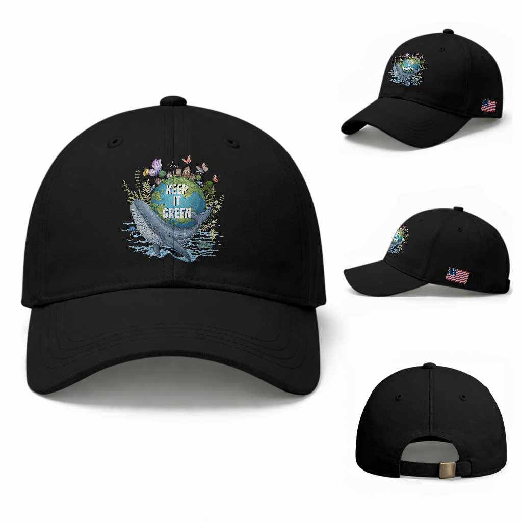 Keep It Green Earth Day Baseball Cap Eco-Friendly Nature Environmental Awareness TS14 Baseball Cap Universal Fit Black Print Your Wear