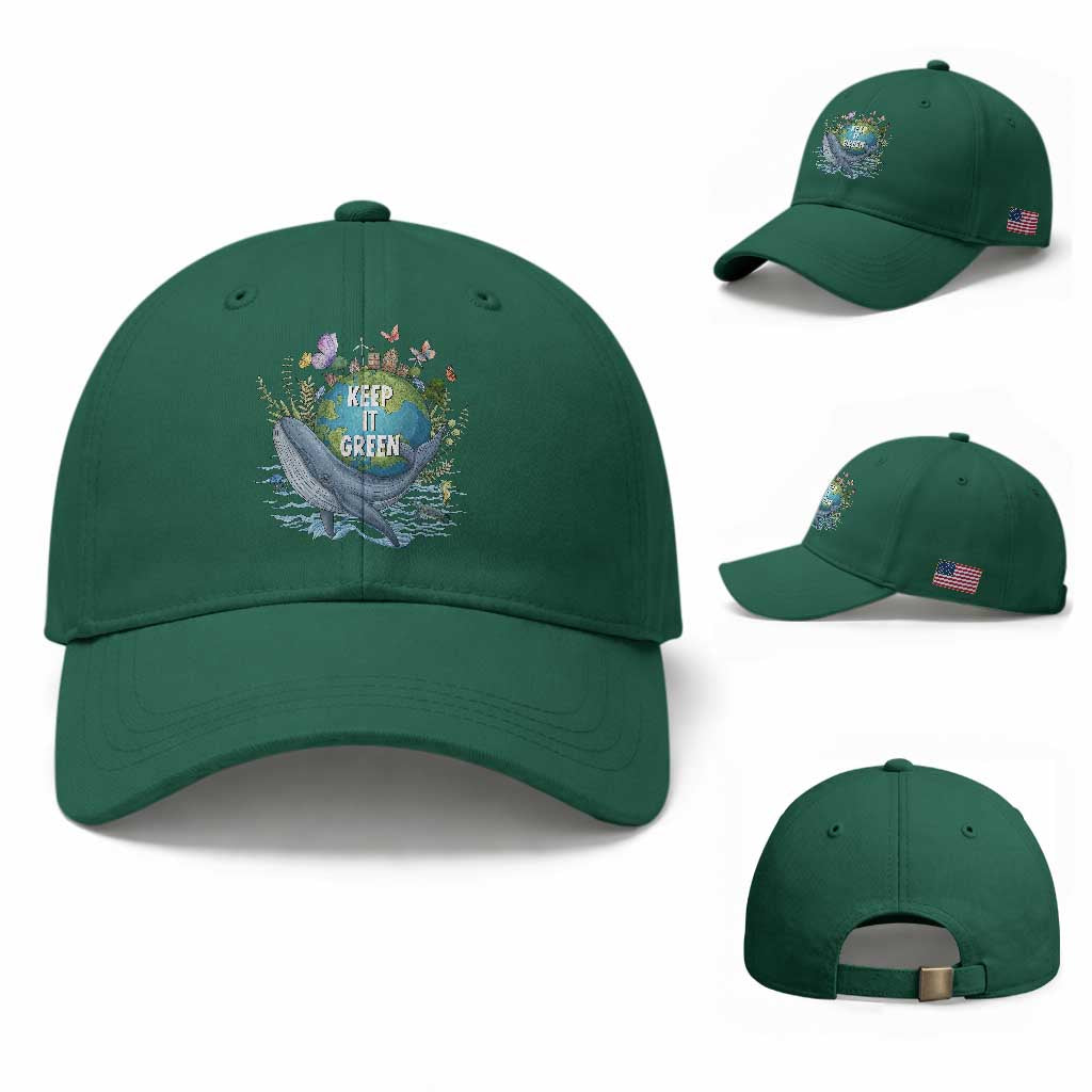 Keep It Green Earth Day Baseball Cap Eco-Friendly Nature Environmental Awareness TS14 Baseball Cap Universal Fit Irish Green Print Your Wear