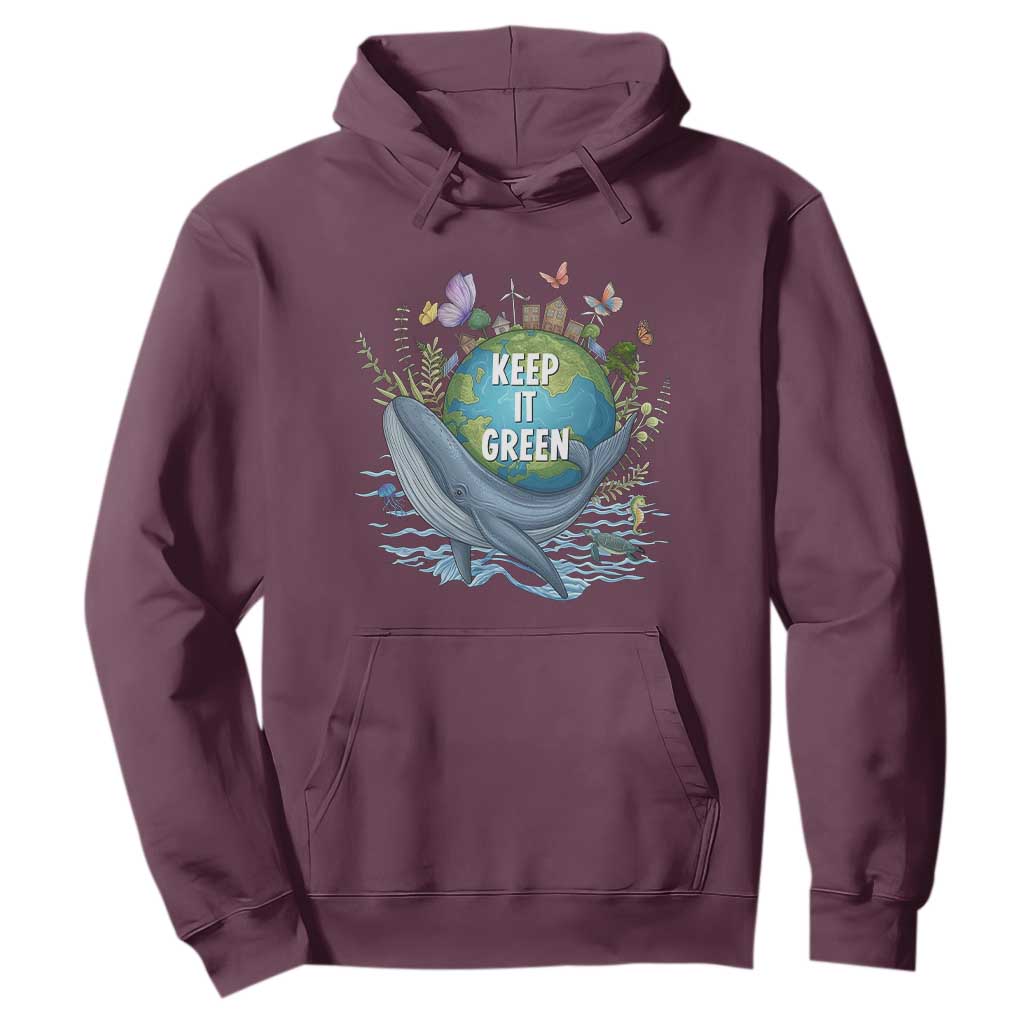 Keep It Green Earth Day Hoodie Eco-Friendly Nature Environmental Awareness TS14 Maroon Print Your Wear