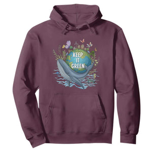 Keep It Green Earth Day Hoodie Eco-Friendly Nature Environmental Awareness TS14 Maroon Print Your Wear