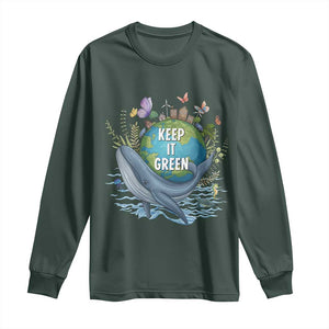Keep It Green Earth Day Long Sleeve Shirt Eco-Friendly Nature Environmental Awareness TS14 Dark Forest Green Print Your Wear