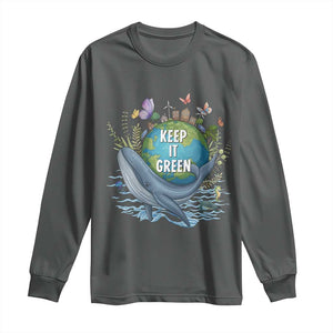 Keep It Green Earth Day Long Sleeve Shirt Eco-Friendly Nature Environmental Awareness TS14 Dark Heather Print Your Wear