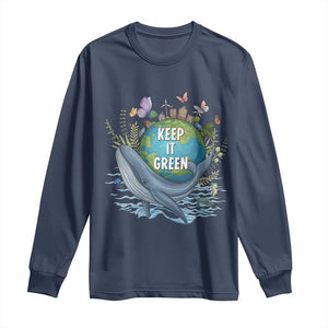 Keep It Green Earth Day Long Sleeve Shirt Eco-Friendly Nature Environmental Awareness TS14 Navy Print Your Wear