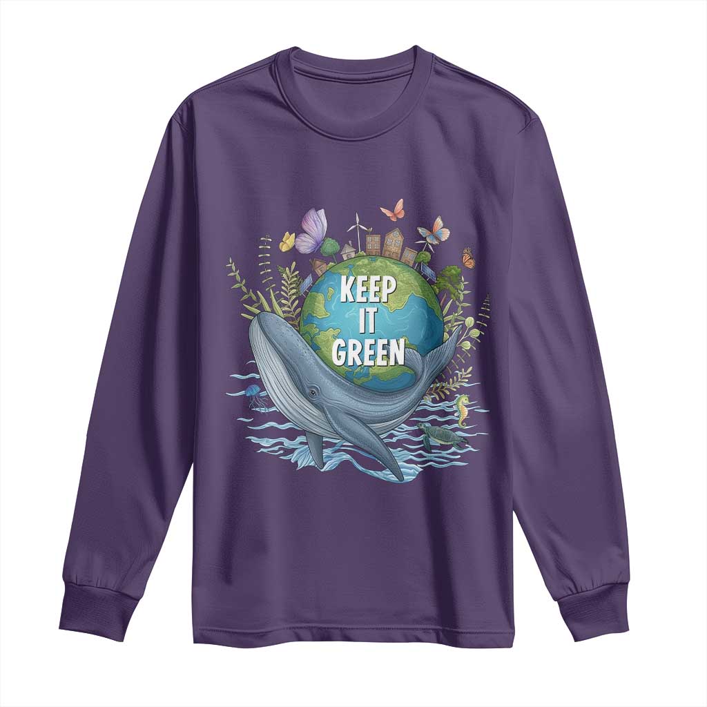 Keep It Green Earth Day Long Sleeve Shirt Eco-Friendly Nature Environmental Awareness TS14 Purple Print Your Wear
