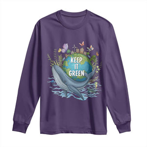 Keep It Green Earth Day Long Sleeve Shirt Eco-Friendly Nature Environmental Awareness TS14 Purple Print Your Wear