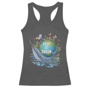 Keep It Green Earth Day Racerback Tank Top Eco-Friendly Nature Environmental Awareness TS14 Dark Heather Print Your Wear