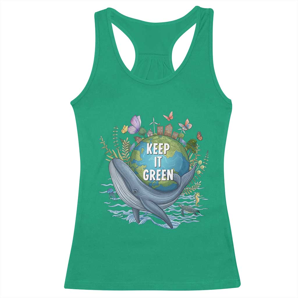 Keep It Green Earth Day Racerback Tank Top Eco-Friendly Nature Environmental Awareness TS14 Irish Green Print Your Wear