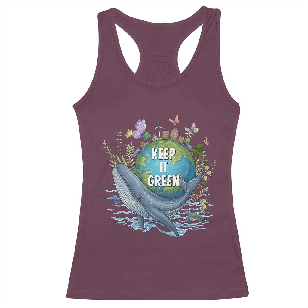 Keep It Green Earth Day Racerback Tank Top Eco-Friendly Nature Environmental Awareness TS14 Maroon Print Your Wear