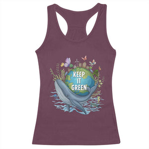 Keep It Green Earth Day Racerback Tank Top Eco-Friendly Nature Environmental Awareness TS14 Maroon Print Your Wear