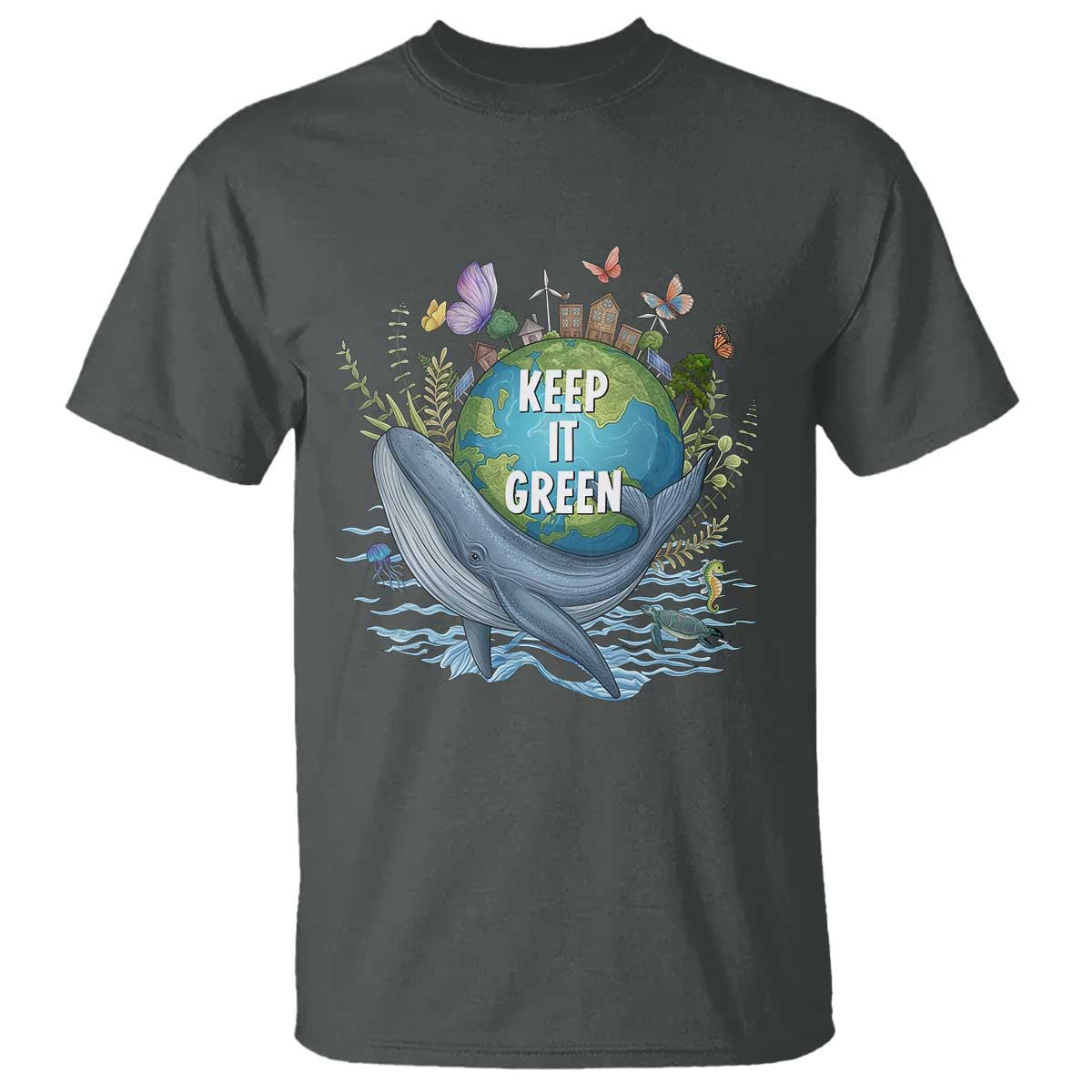 Keep It Green Earth Day T Shirt Eco-Friendly Nature Environmental Awareness TS14 Dark Heather Print Your Wear