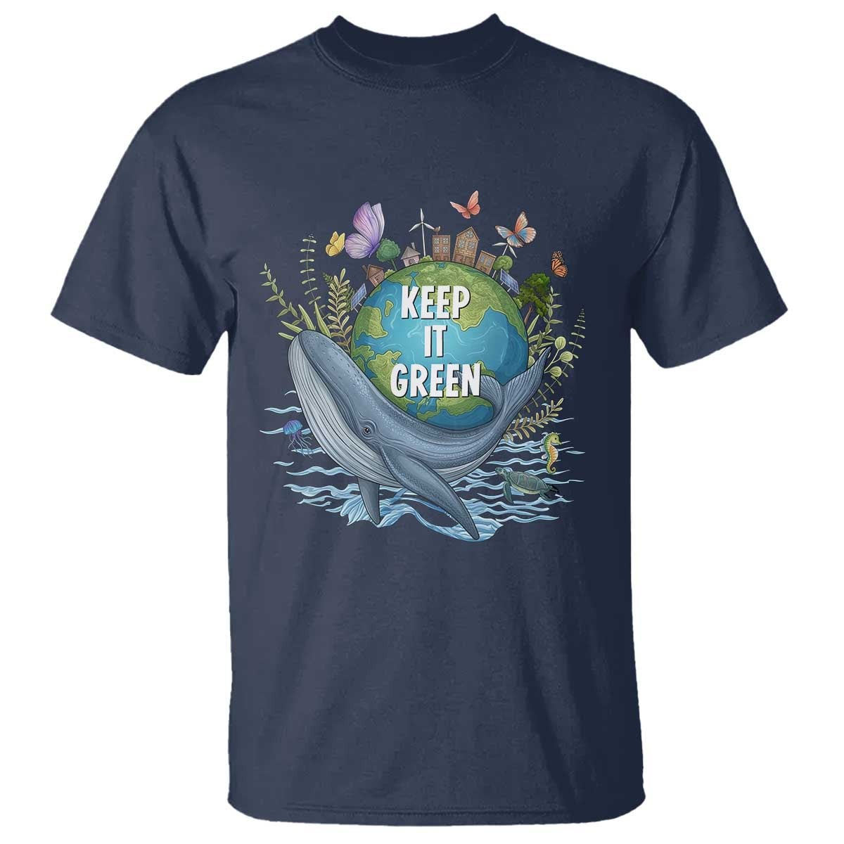 Keep It Green Earth Day T Shirt Eco-Friendly Nature Environmental Awareness TS14 Navy Print Your Wear