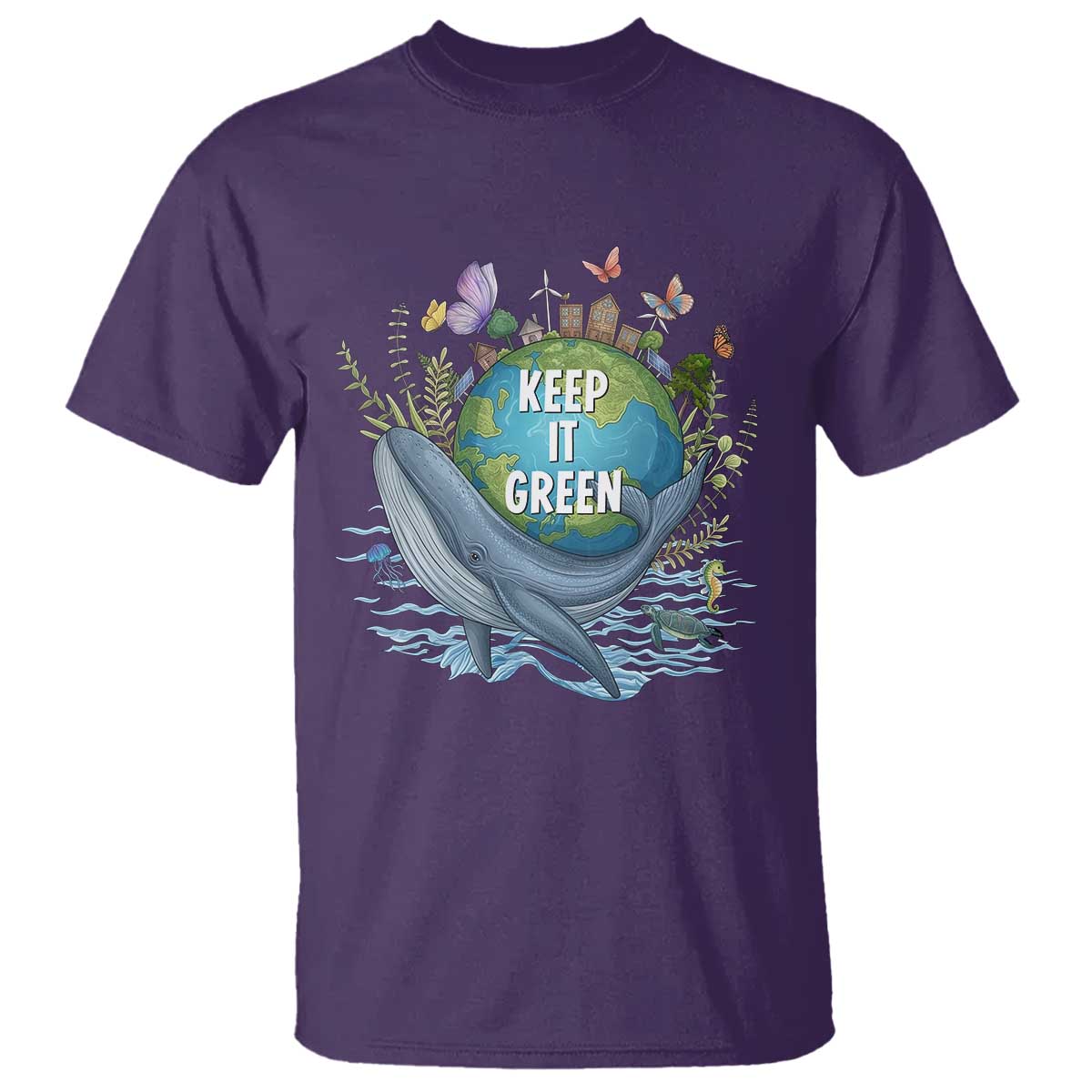 Keep It Green Earth Day T Shirt Eco-Friendly Nature Environmental Awareness TS14 Purple Print Your Wear
