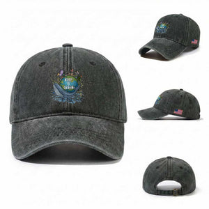 Keep It Green Earth Day Washed Cotton Baseball Cap Eco-Friendly Nature Environmental Awareness TS14 Washed Cap Universal Fit Dark Green Print Your Wear