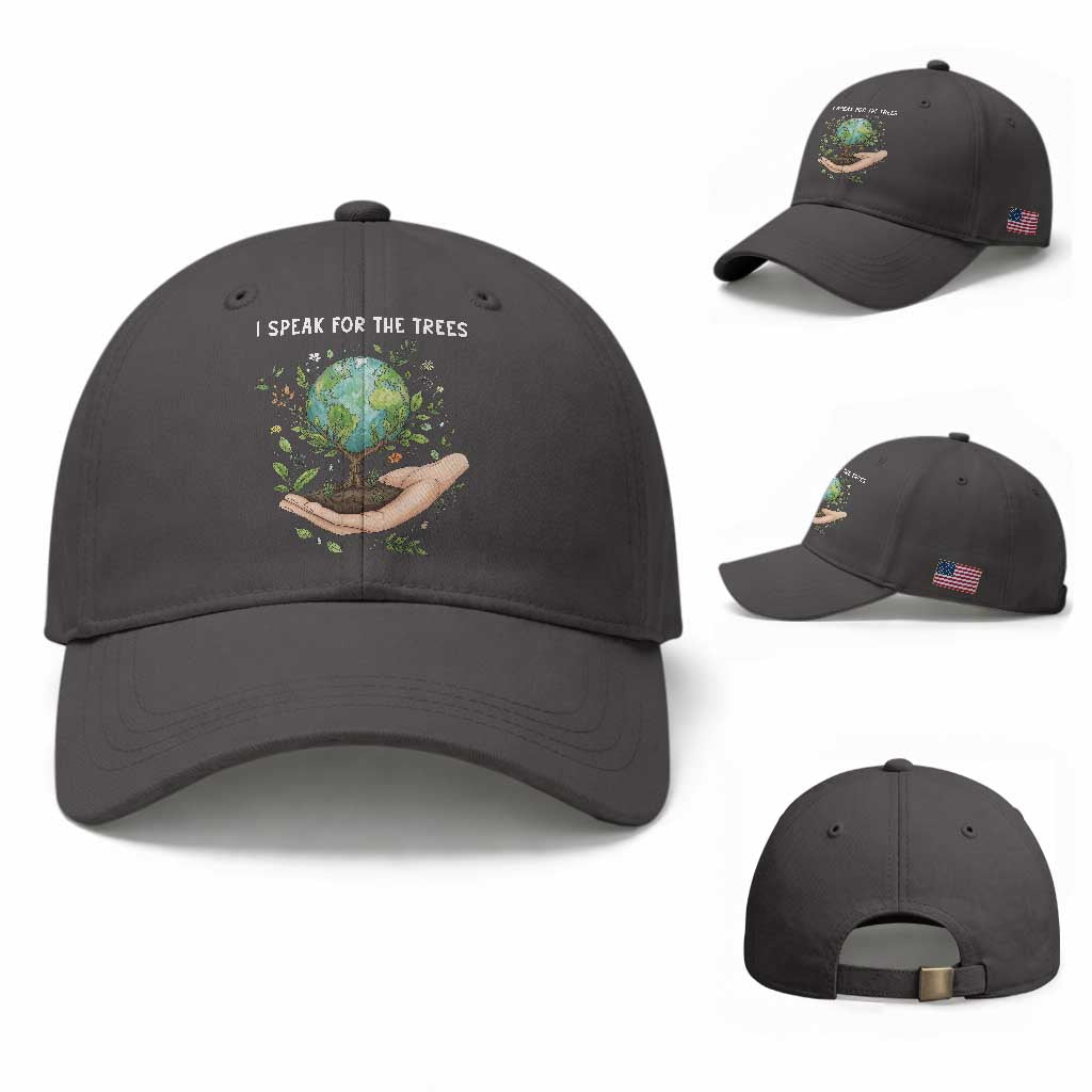 I Speak For The Trees Baseball Cap Earth Day Awareness TS14 Baseball Cap Universal Fit Dark Gray Print Your Wear