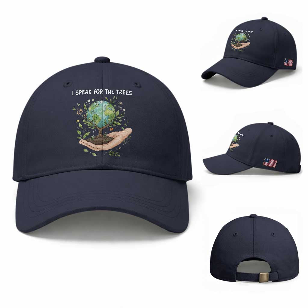 I Speak For The Trees Baseball Cap Earth Day Awareness TS14 Baseball Cap Universal Fit Navy Print Your Wear