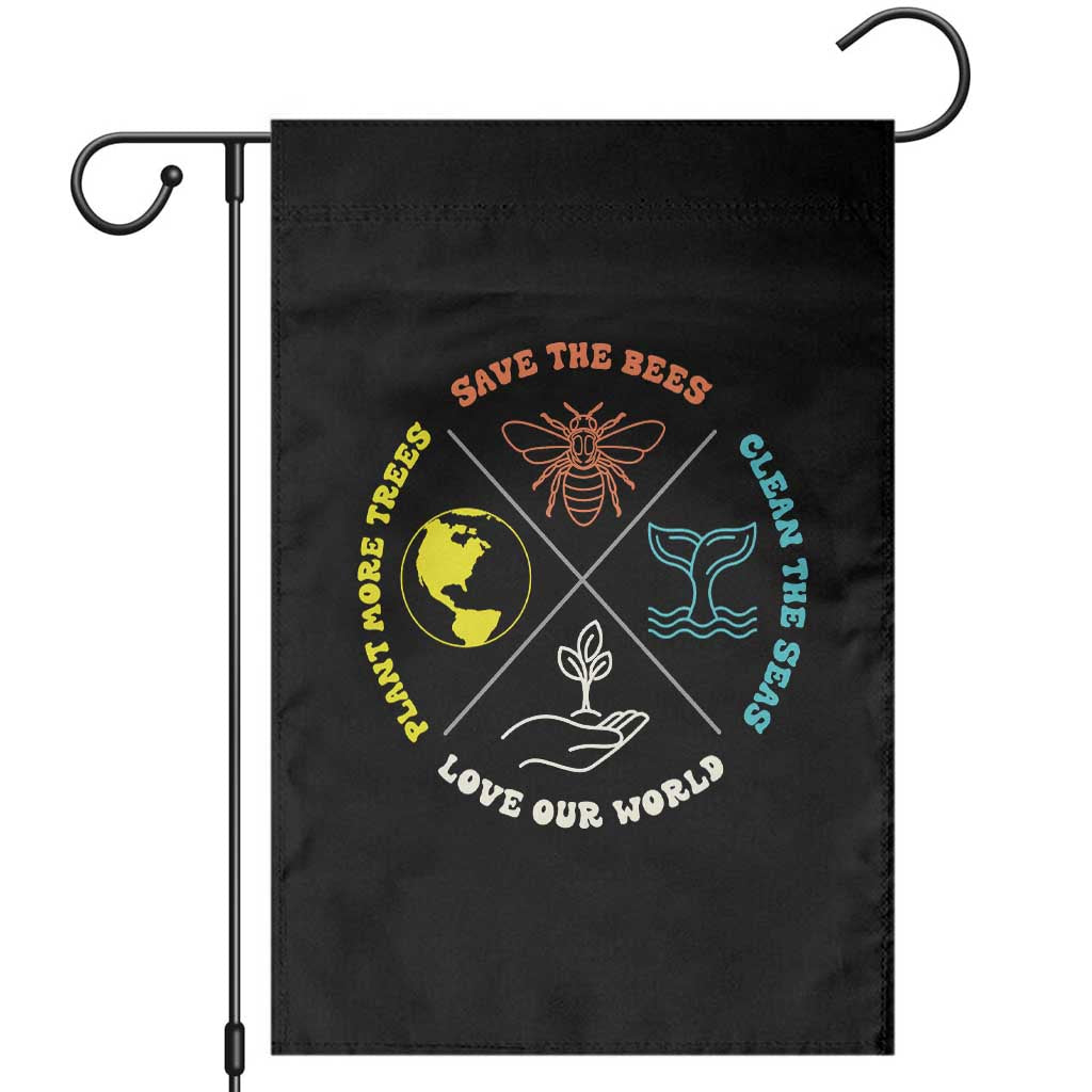 Earth Day Awareness Garden Flag Save The Bees Plant More Trees Clean The Seas Titties TS14 Black Print Your Wear