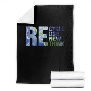 Earth Day Throw Blanket Recycle Reuse Renew Rethink TS14 Black Print Your Wear