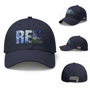 Earth Day Baseball Cap Recycle Reuse Renew Rethink TS14 Baseball Cap Universal Fit Navy Print Your Wear