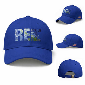 Earth Day Baseball Cap Recycle Reuse Renew Rethink TS14 Baseball Cap Universal Fit Royal Blue Print Your Wear