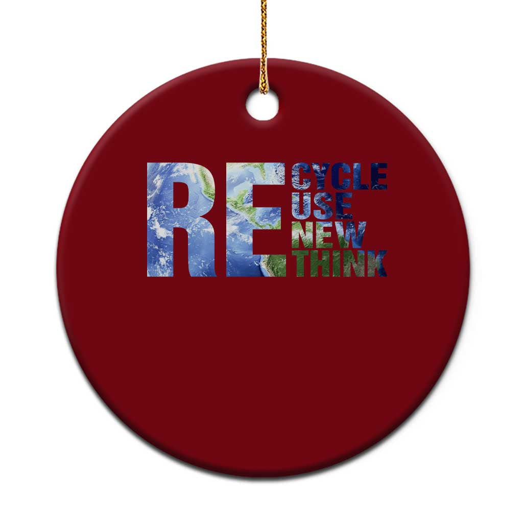 Earth Day Ceramic Ornament Recycle Reuse Renew Rethink TS14 1pc Red Print Your Wear
