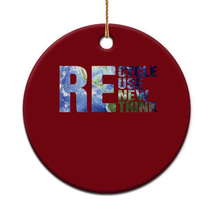 Earth Day Ceramic Ornament Recycle Reuse Renew Rethink TS14 1pc Red Print Your Wear